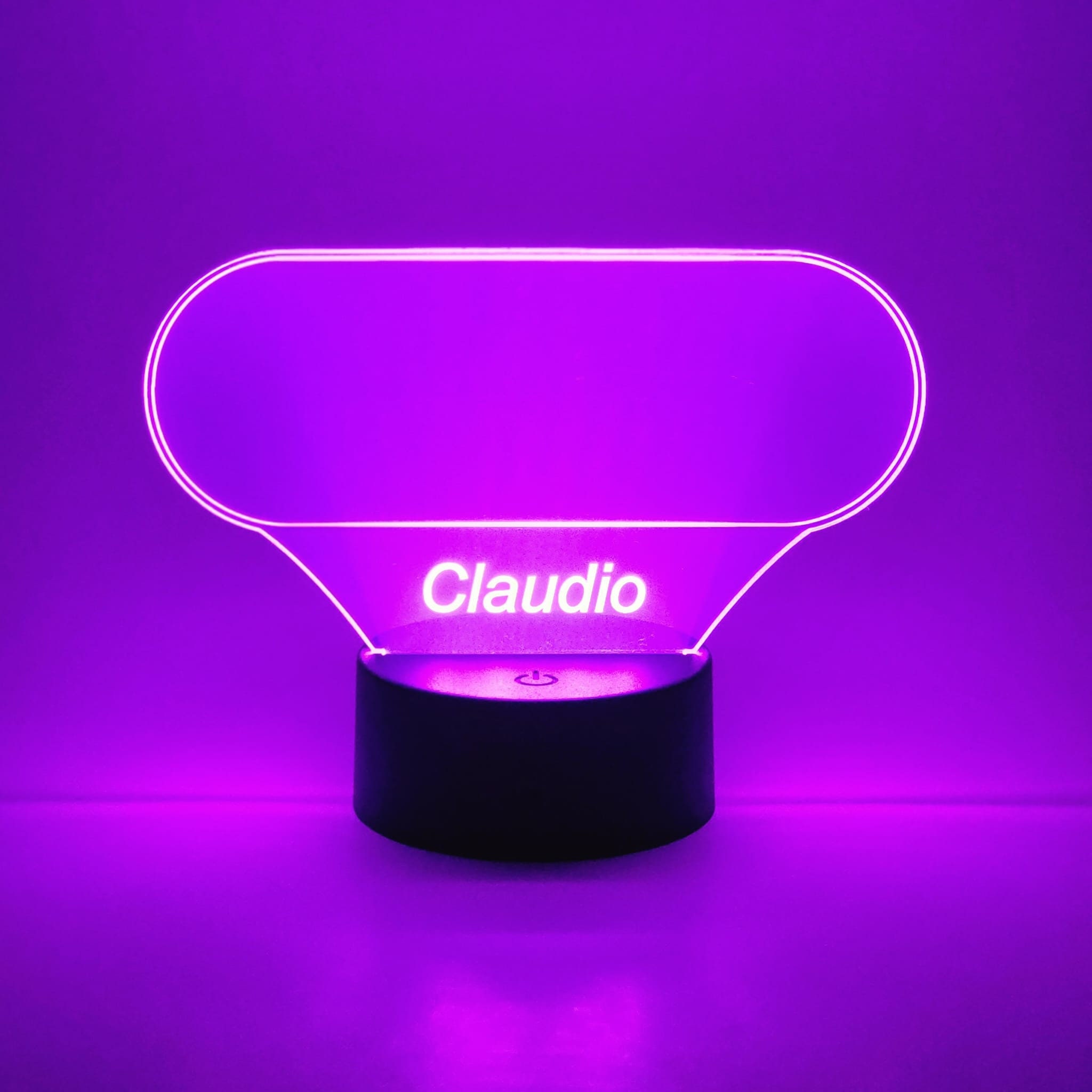 High-quality removable RGB LED acrylic DASHBOARD holder for the original Lyft emblem sticker, with custom name engraving.