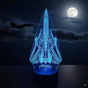 F-14 Tomcat Top View Table Lamp- High-quality 3D Acrylic RGB LED Display. Aviation Decor, Pilot Gift.