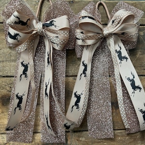 Sparkly Rose Gold Equestrian Hair Bows
