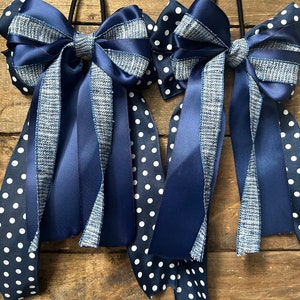 Dark Blue Equestrian Hair Bows