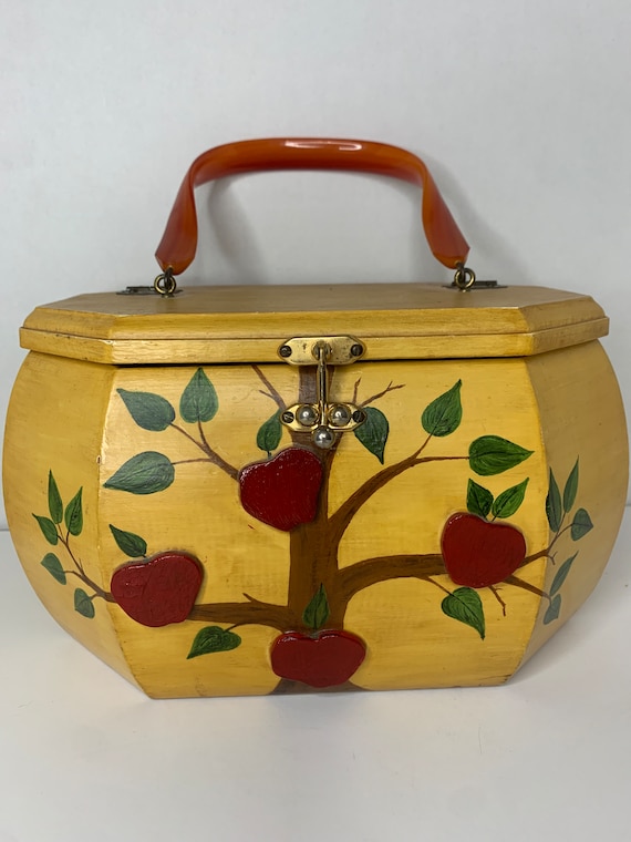 Vintage Hand Painted Wooden purse