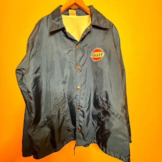 Vintage Gulf Oil Nylon snap button jacket