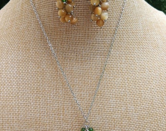 Handmade Tiger's Eye Grape Necklace and Earrings Set
