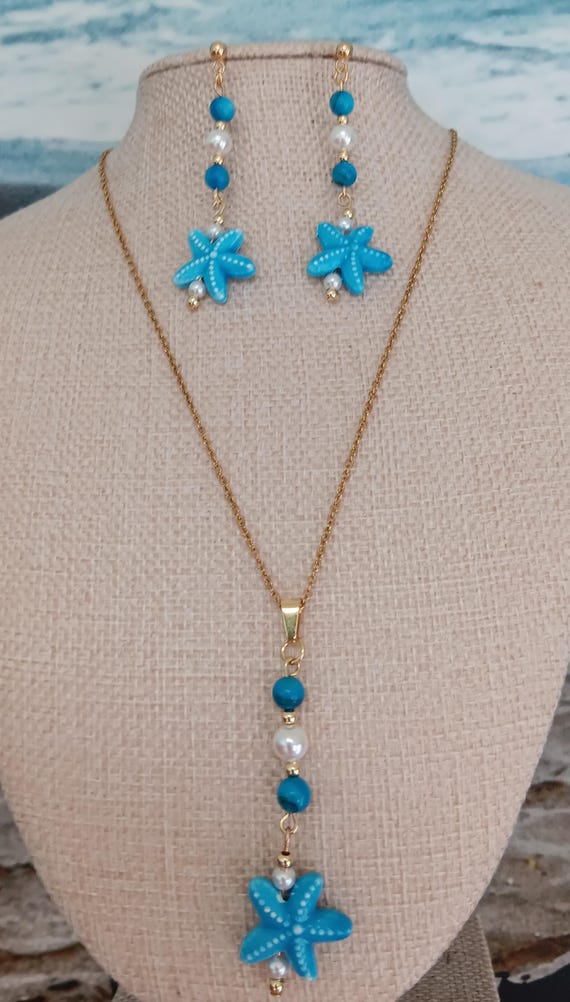 Goldene Seesternkette Für Frauen, Halskette Mit Muschel & Perlen-Anhänger, Ozean-Stil, Boho-Schmuck, 45-50 Cm, Vergoldet