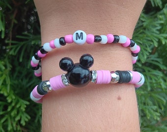 Minnie Maus Armbänder Set, Disney inspiriert, Mottopartys, Geburtstagsgeschenke, Tonperlen, Glasperlen