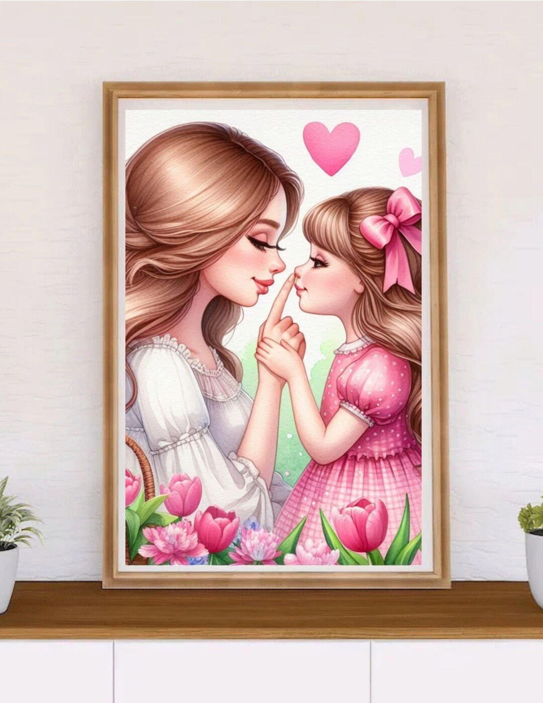 Mother and Daughter Canvas Print - Beautiful Line Art Canvas - Mother's ...
