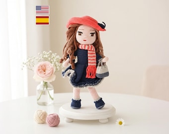 Small Crochet Doll Pattern, Easy Amigurumi Pattern, Crochet Doll Hat and Clothes, Crochet Doll Shoes, Amigurumi PDF pattern, Eye Embroidery