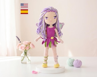 Fairy Crochet Doll Pattern, Easy Amigurumi Pattern, Fairy Crochet Doll Dress, Crochet Shoes, Amigurumi Toy PDF pattern, Eyes Embroidery