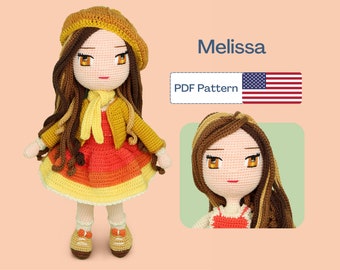 Crochet Doll Pattern, Easy Amigurumi PDF Pattern, Cute Crochet Doll Clothes, Crochet Doll Shoes, Digital Amigurumi pattern, Eyes Embroidery