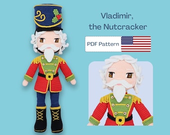 Nutcracker Crochet Doll Pattern, Christmas Pattern, Boy Amigurumi Pattern, Crochet Doll Shoes, Easy Amigurumi PDF pattern, Eye Embroidery