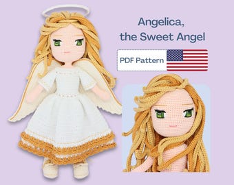 Angel Crochet Doll Pattern, Christmas Angel Pattern, Angel Amigurumi Pattern, Crochet Doll Shoes, Easy Amigurumi PDF pattern, Eye Embroidery