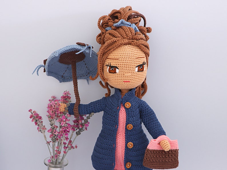 Crochet Doll Pattern, Easy Amigurumi Pattern, Cute Crochet Doll Dress, Crochet Doll Shoes, Jacket, Umbrella, Boots, Amigurumi Toy PDF file image 3
