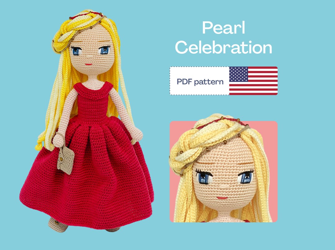 Red Dress Crochet Doll Pattern, Easy Amigurumi PDF Pattern, Red Crochet ...