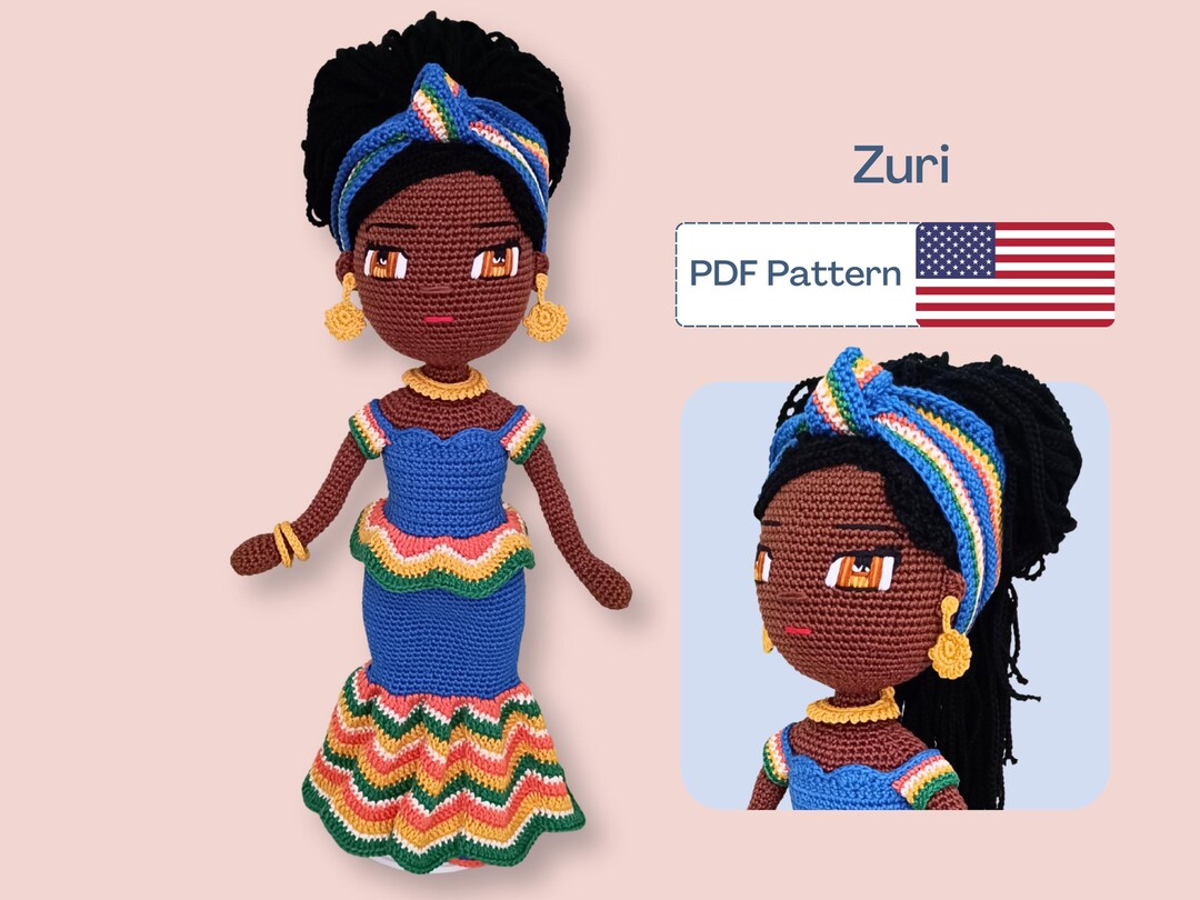 African Crochet Doll Pattern, Amigurumi Doll Pattern, Crochet Doll ...