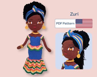 African Crochet Doll Pattern, Amigurumi Doll Pattern, Crochet Doll Clothes, Doll Shoes, Doll Dress Pattern, Amigurumi Doll, Eye Embroidery