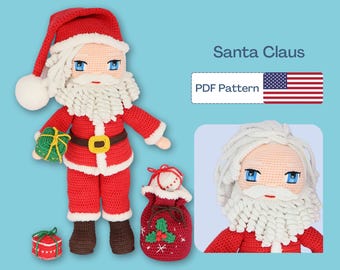 Santa Claus Crochet Doll Pattern, Christmas Pattern, Boy Amigurumi Pattern, Crochet Doll Shoes, Easy Amigurumi PDF pattern, Eye Embroidery