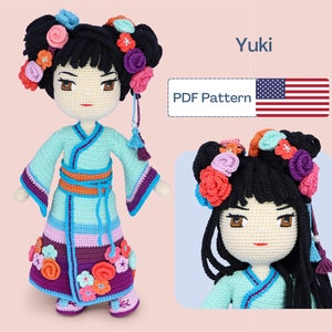 Japanese Crochet Doll Pattern, Easy Amigurumi Pattern, Cute Crochet Doll Clothes, Crochet Doll Shoes, Amigurumi PDF pattern, Eye Embroidery