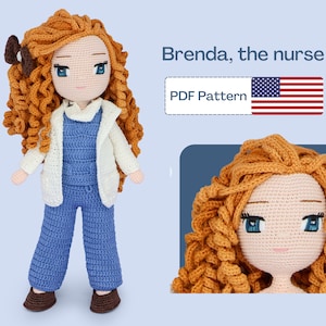 Nurse Crochet Doll Pattern, Easy Amigurumi PDF Pattern, Cute Crochet Doll Clothes, Crochet Doll Shoes, Amigurumi pattern, Eyes Embroidery
