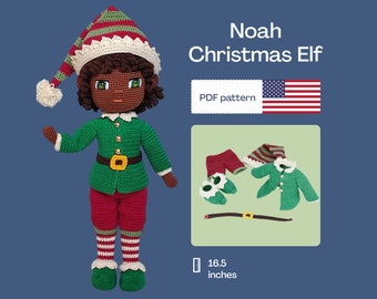Christmas Elf Crochet Doll Pattern, Easy Elf Amigurumi Pattern, Cute Crochet Doll, Crochet Doll Shoes, Amigurumi pattern, Eyes Embroidery