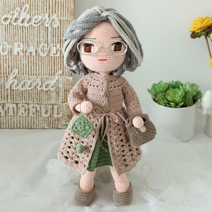 Grandma Crochet Doll Pattern, Easy Amigurumi Pattern, Granny Crochet Doll Clothes, Crochet Doll Shoes, Amigurumi PDF pattern, Eye Embroidery
