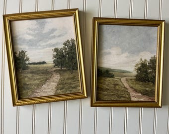 Lot de 2 impressions sur toile paysage : giclée d'art de la campagne