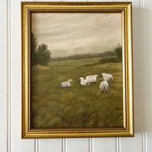 Landscape with sheep/fine art framed print of original painting/sheep framed canvas print/original oil painting print/landscape/8x10/16x20