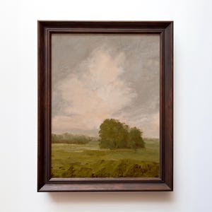 Landscape Oil Painting Print: Green Field Canvas Art