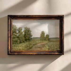 Landscape Oil Painting Print: Rustic Field Art on Canvas