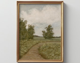 Landscape Canvas Print: Giclee Fine Art, Muted Green Field