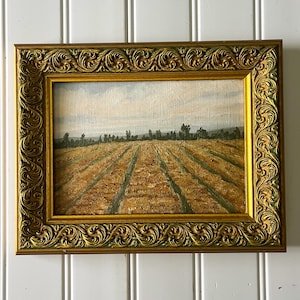 Tuscany Landscape Oil Painting: Vintage Gold Frame, Original Art (7.5x9.5)