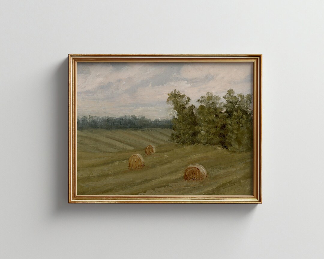 Landscape Canvas Giclee Art Print: Original Countryside Farm Scene, Hay ...