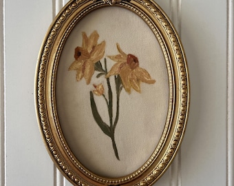 Impression sur toile de fleurs personnalisée encadrée : fleur de naissance, art botanique sous cadre doré