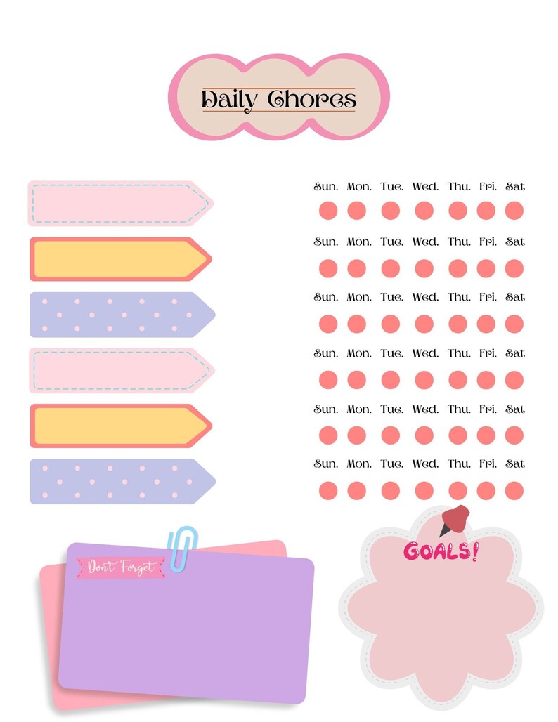 Bright Daily Chores Printable List - Etsy