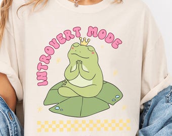 Overstimulated Shirt, Comfort Colors® Introvert Tee, Frog Shirt, ADHD Shirt, Weirdcore Aesthetic, Unhinged Mental Health Gift, Funny T-Shirt