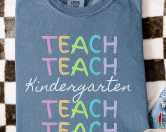Comfort Colors® Kindergarten Teacher Shirt, Kindergarten Shirt, Kinder Crew, Kinder Garten Teacher Back to School Shirts, Pre-K Teacher