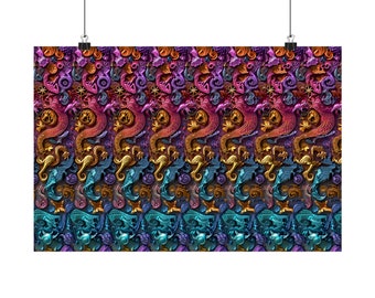 Zodiac Pisces (fishes) Sign Stereogram(magic eye) hidden in a beautiful colorful abstract painting.
