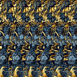 Yin and Yang Chinese Symbol Stereogram (magic eye) hidden in a black and white wallpaper ornaments