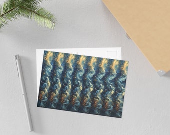 Zodiac Stereogram Postcard - 3D Aquarius (Water Bearer) Zodiac sign hidden within the beautiful abstract art