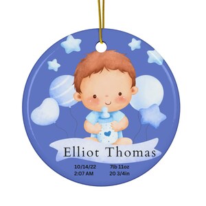 Babys erste Weihnachtsverzierung personalisierte zweiseitige Andenken bunte Mond Sterne Neugeborene Mädchen Junge