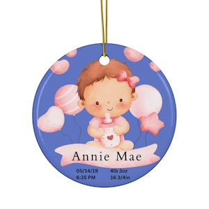 Babys erste Weihnachtsverzierung personalisierte zweiseitige Andenken bunte Mond Sterne Neugeborene Mädchen Junge