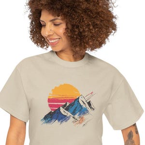 Retro Outdoors Tee, Mountain Adventure, Eco-Friendly Apparel