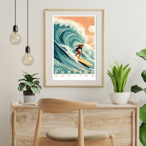 Vintage Femme Surfing Poster - Digital Download
