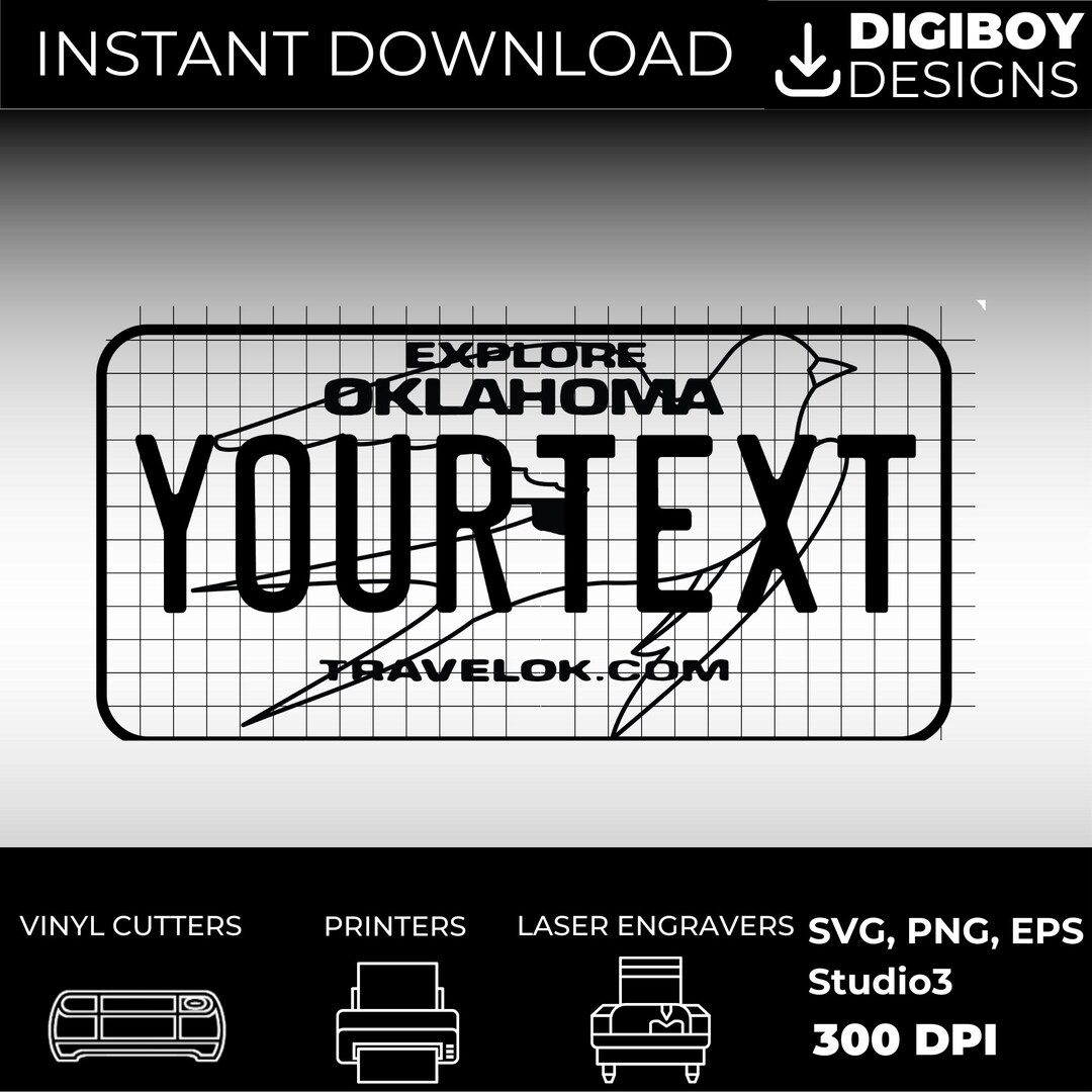 Oklahoma Blank License Plate SVG Custom License Plate Etsy