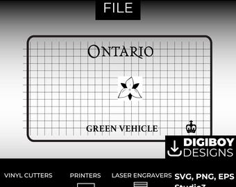 Ontario Green Vehicle ON Canada Blank License Plate Inspired Downloadable Printable High-Quality 300dpi DIY Unique Project svg, Silhouette