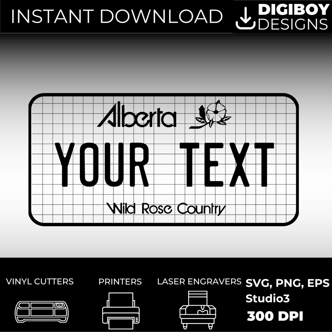 Alberta Blank License Plate SVG Personalizable for Cricut & Etsy