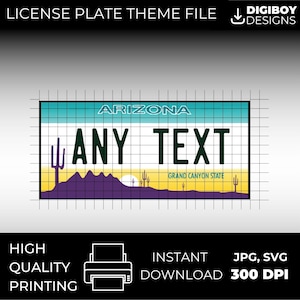 Arizona AZ USA Blank Nummernschild inspiriert Herunterladbare druckbare hochwertige 300dpi DIY Einzigartige Projekt svg, Cricut, Silhouette