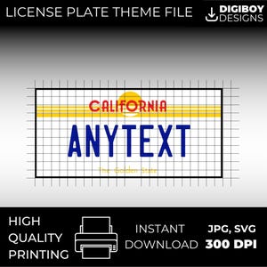 California CA USA Blank Nummernschild inspiriert Herunterladbare druckbare hochwertige 300 dpi DIY Einzigartige Projekt svg, Cricut, Silhouette