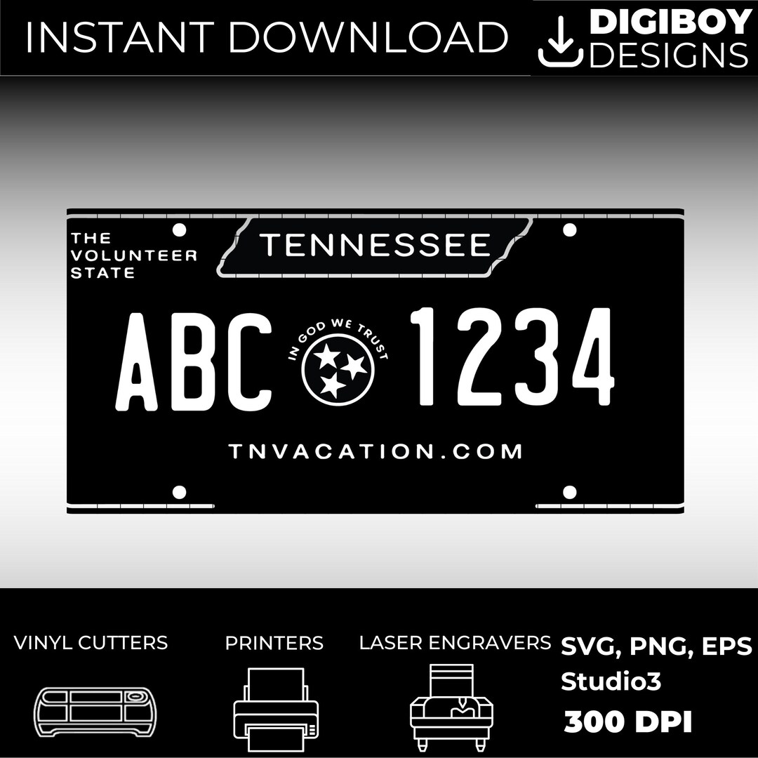Tennessee Blank License Plate SVG Custom License Plate SVG Etsy