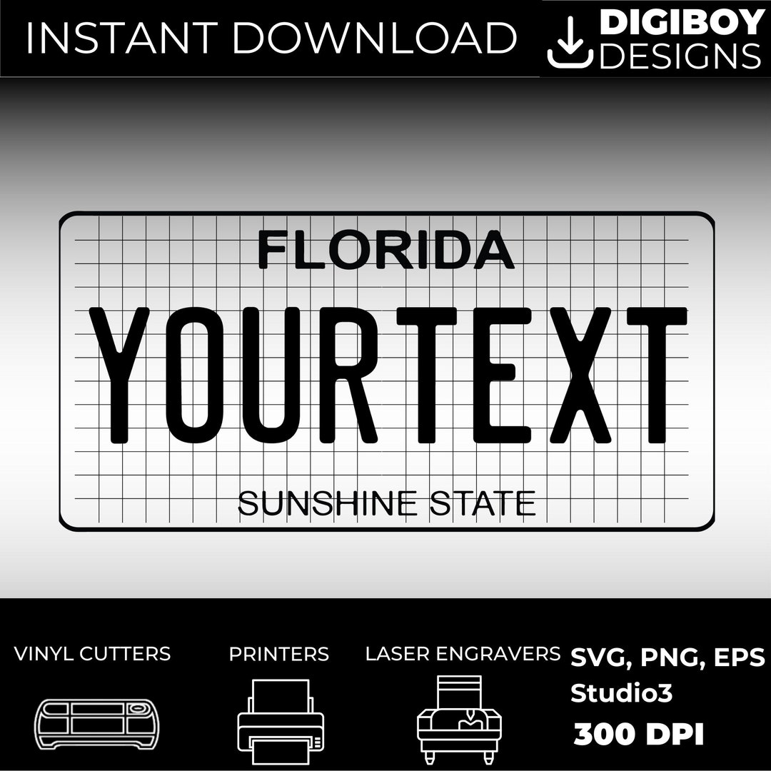 Florida Blank License Plate SVG Custom License Plate Etsy
