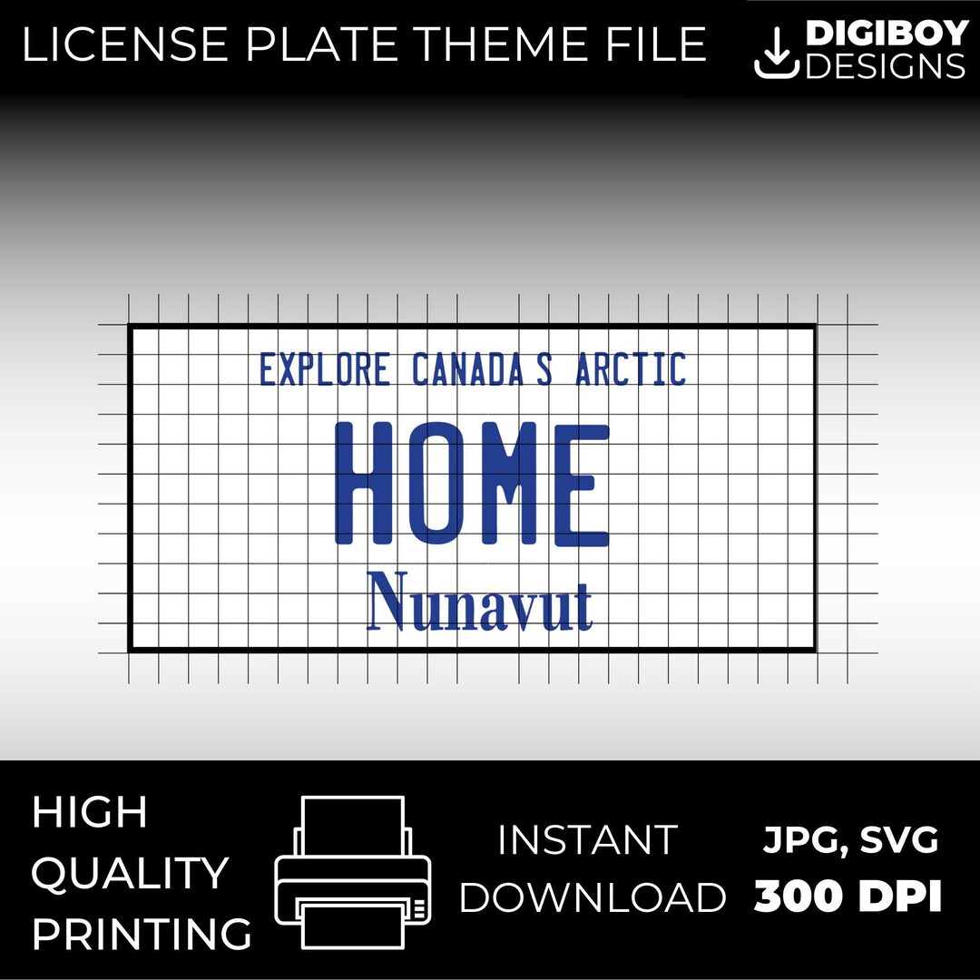 Nunavut NU Canada Blank License Plate Inspired Downloadable Printable ...
